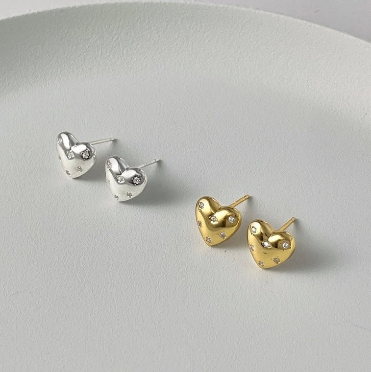 MINI HEART W/ CRYSTAL EARRING