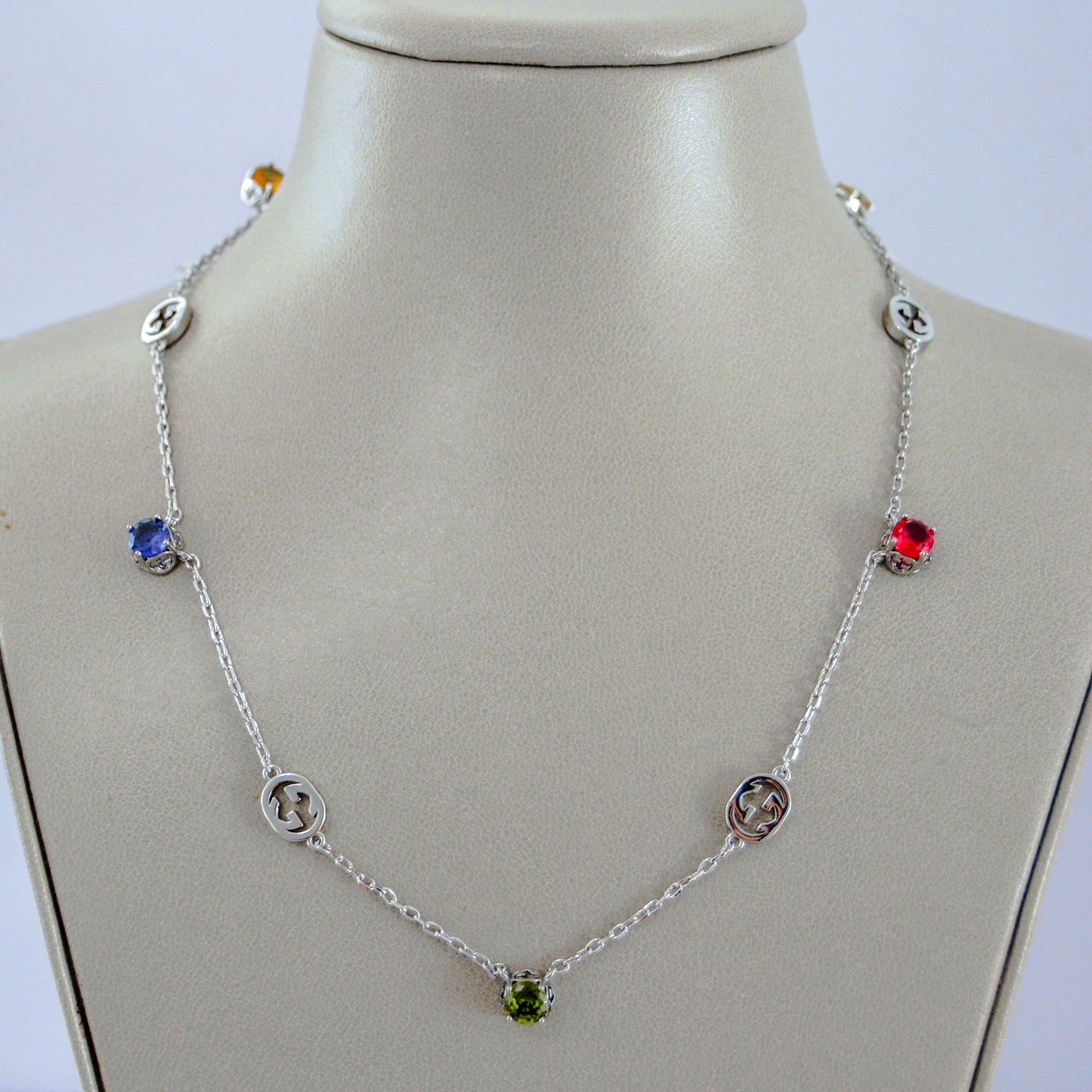 Crystals silver necklace