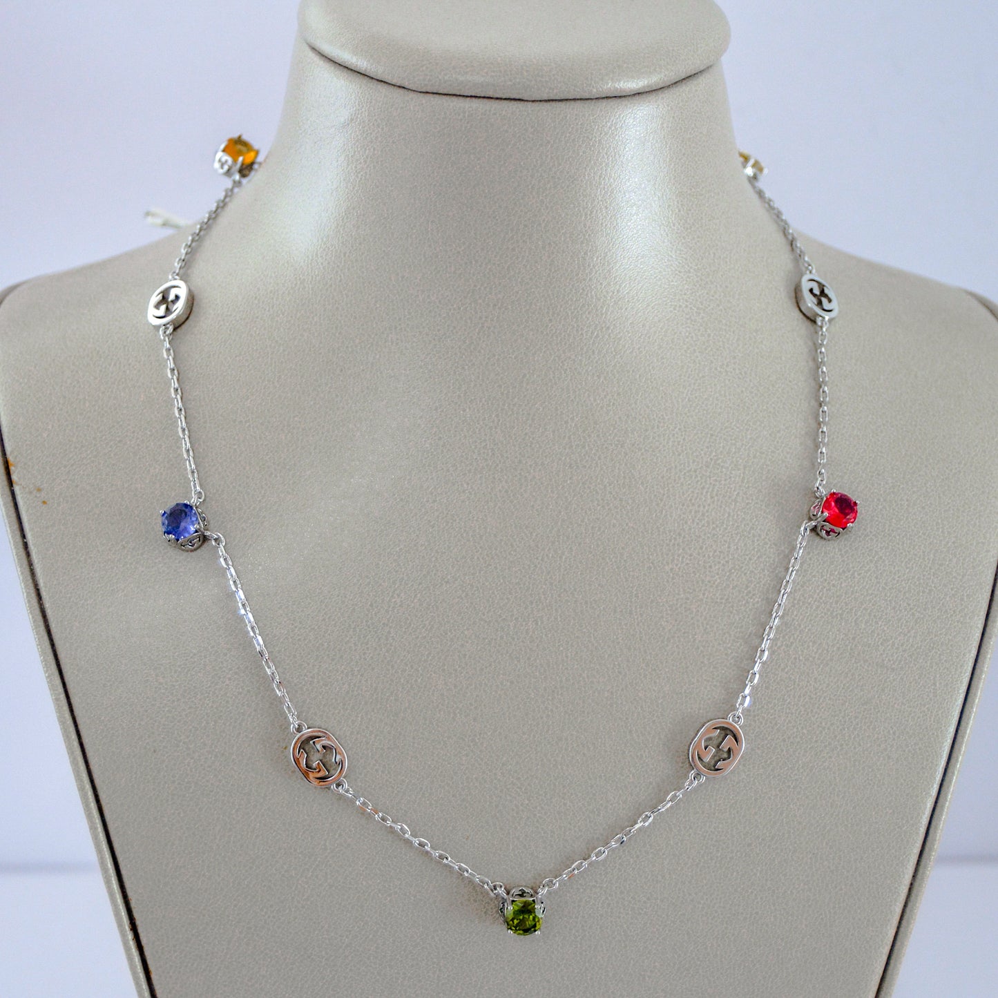 Crystals silver necklace