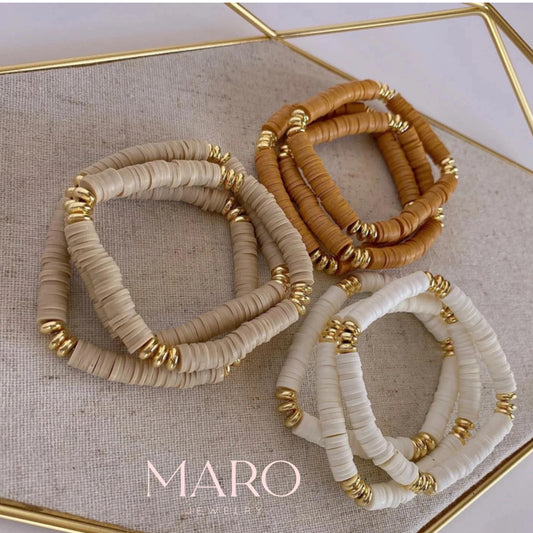 Heishi disc beaded bracelet