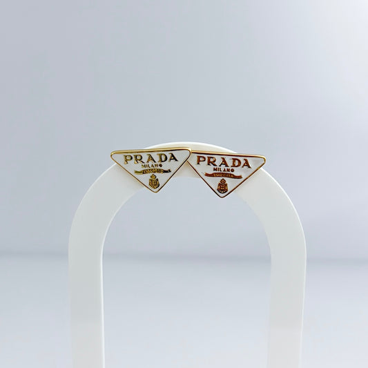 Gold white earring