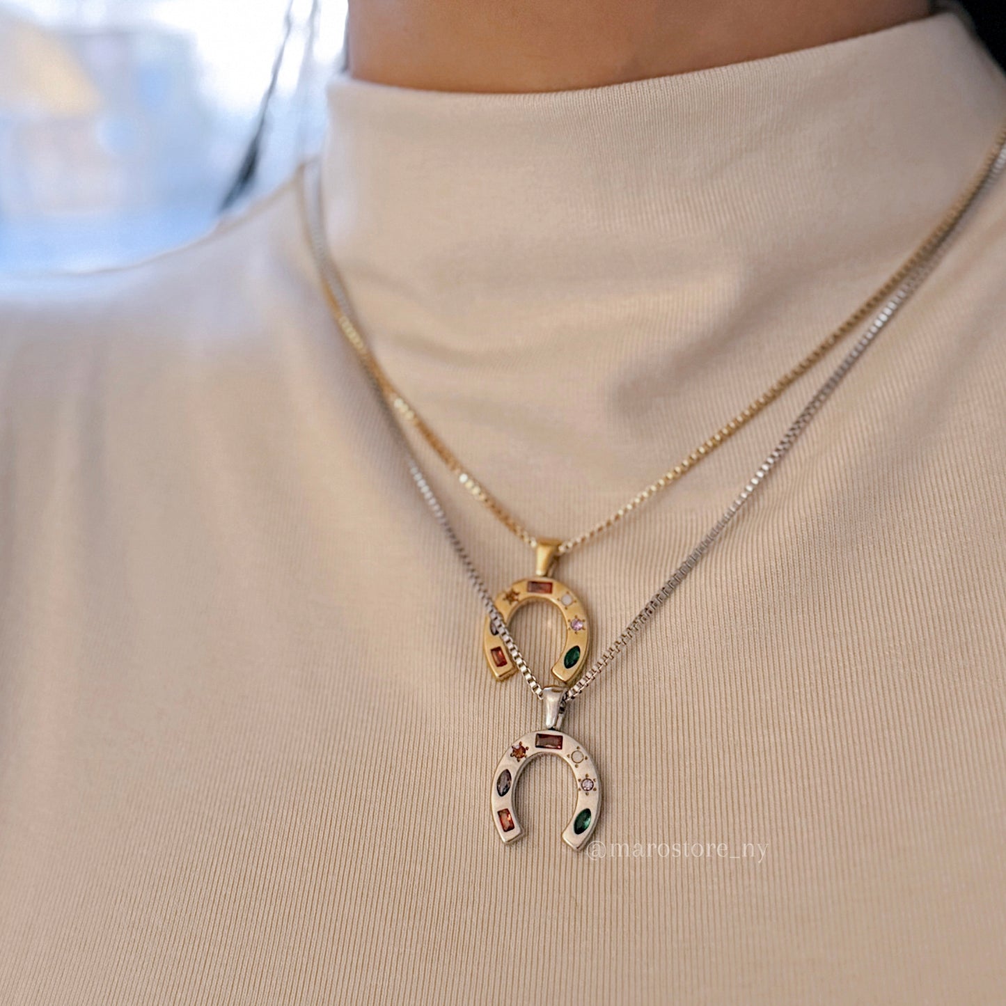 Horseshoe charm necklace