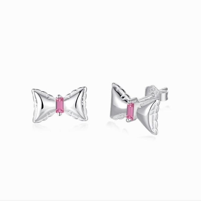 RIBBON PINK CRYSTAL EARRING