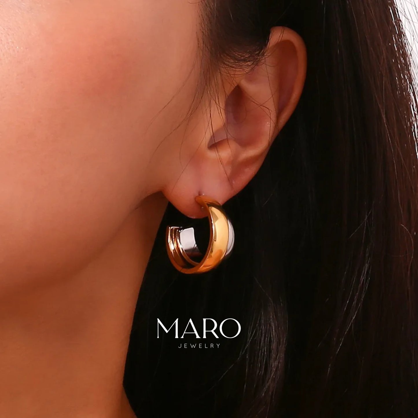 C-Shaped Hoop Earrings π§ - MARO JEWELRY