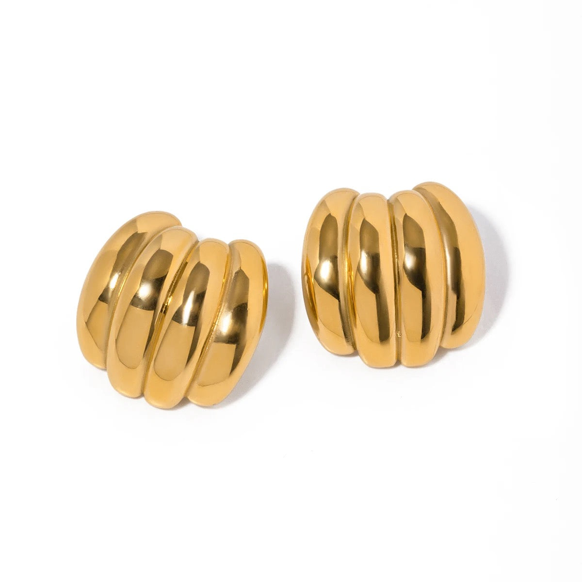 Gold stud earrings