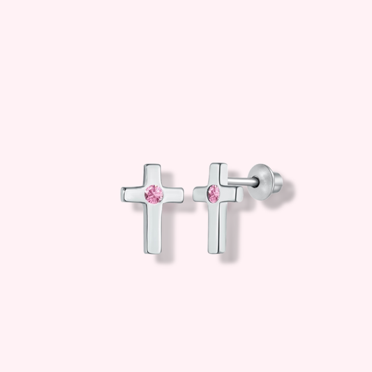 Kid Children Tiny Cross  Earrings