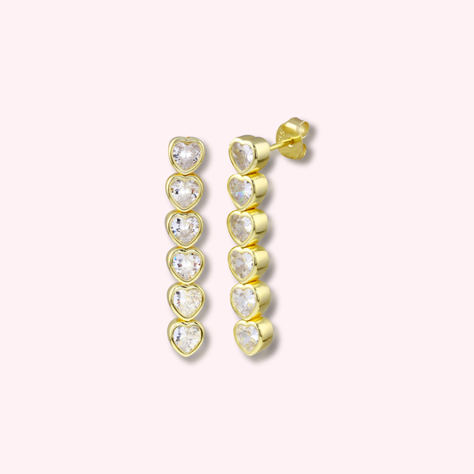 Lover Line Earrings — sleek gold-tone linear hoop design, minimalist waterproof and hypoallergenic jewelry by MARO.