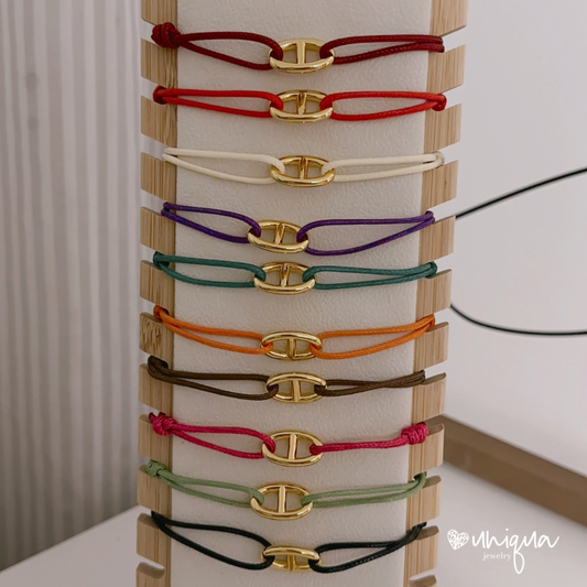 uniqua-gold-link-cord-bracelets-multicolor-adjustable-set