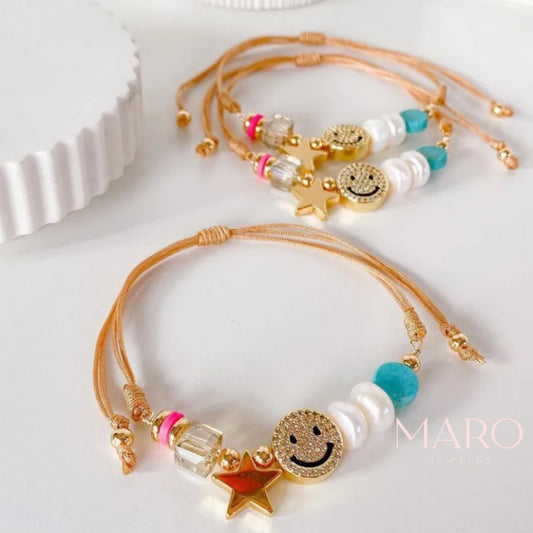 Pearl turquoise charm bracelet