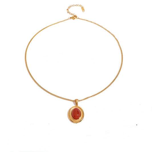 Oval red Agate necklace