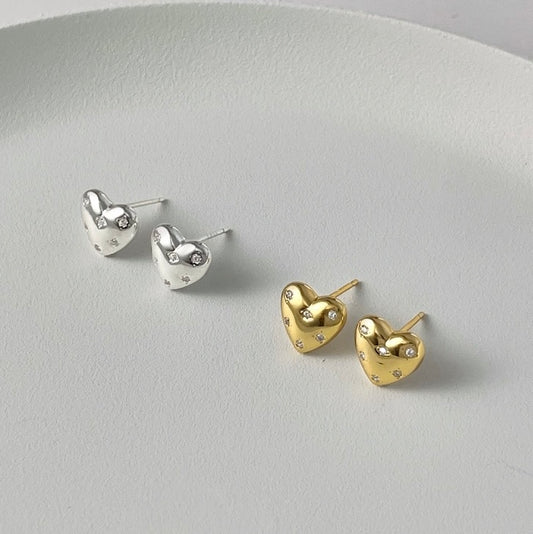 MINI HEART W/ CRYSTAL EARRING