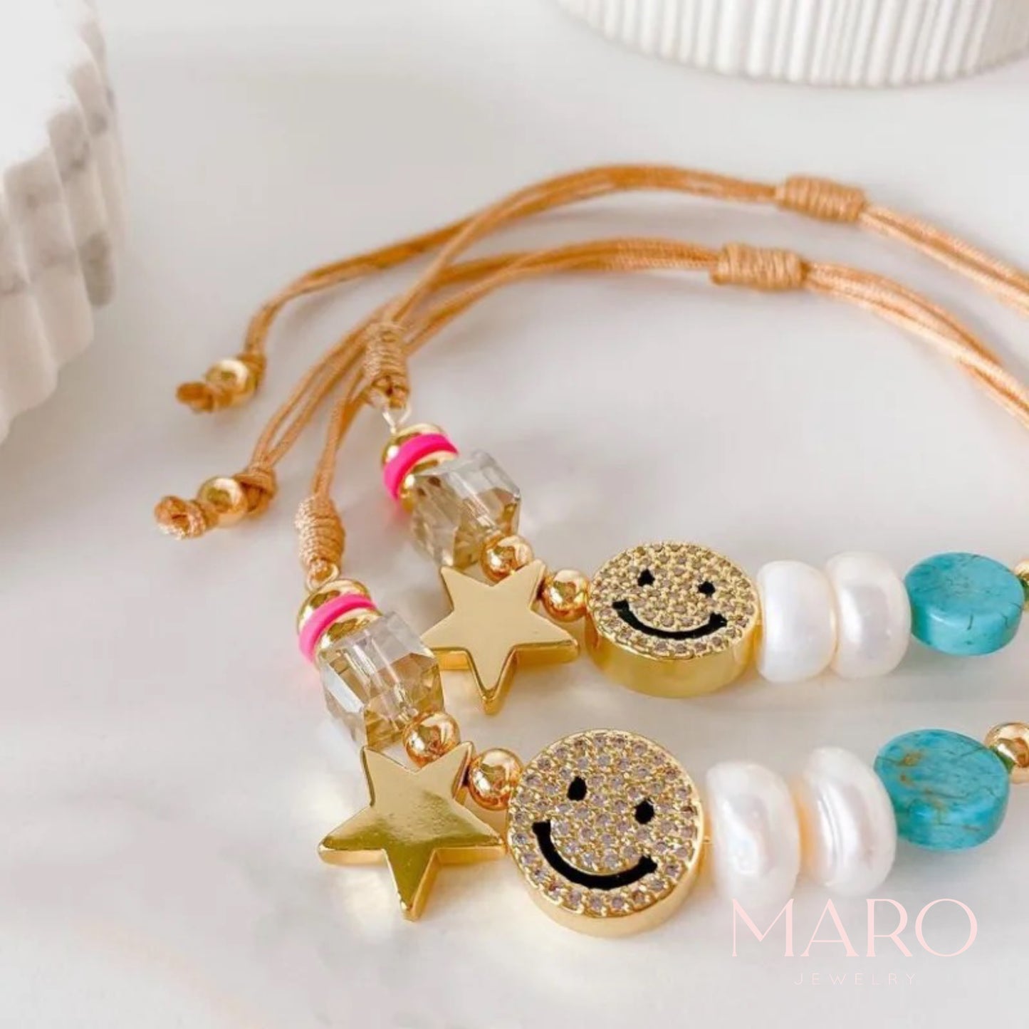 Pearl turquoise charm bracelet