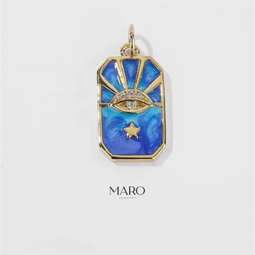 Zircon evil eye charm