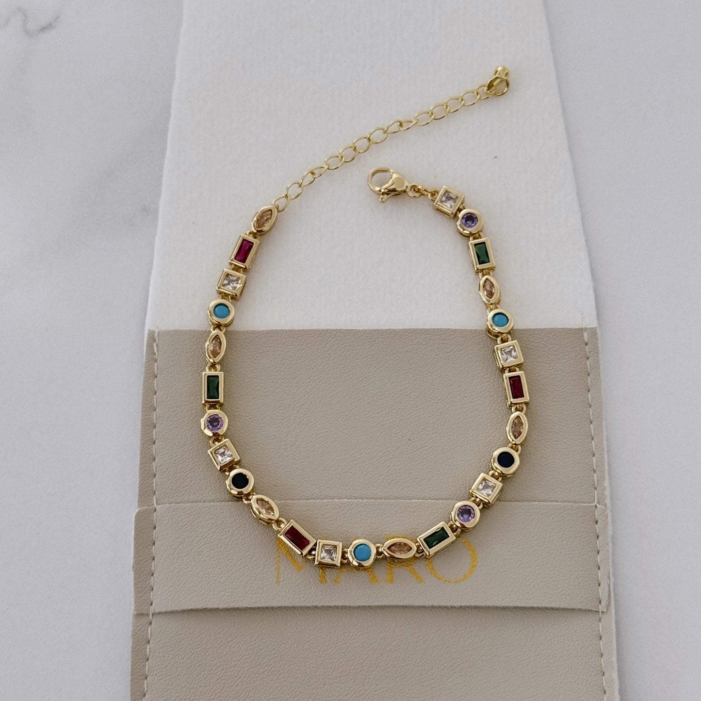 Multi gemstone gold bracelet