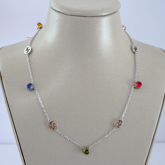Crystals silver necklace