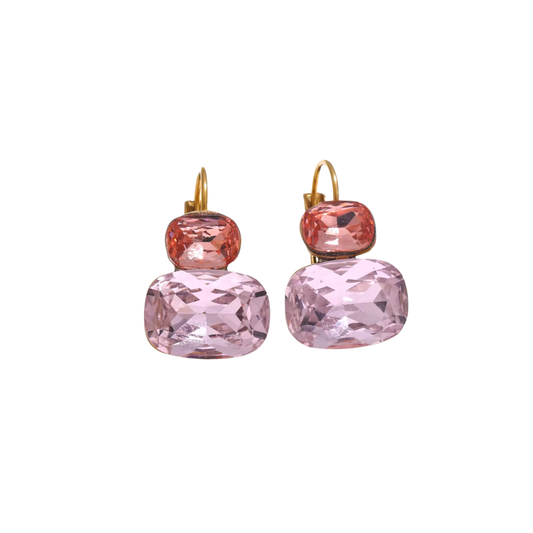 Clementine Pink Earring with Hard Gold Choker Necklace