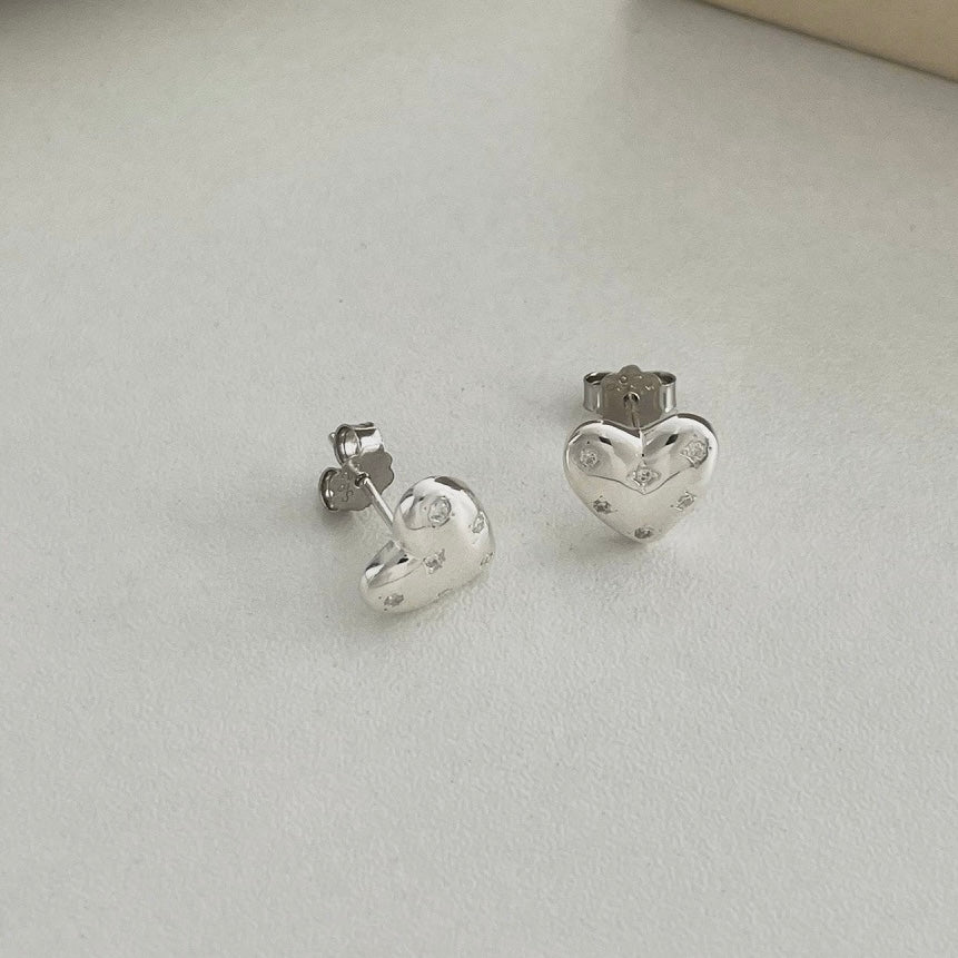 MINI HEART W/ CRYSTAL EARRING