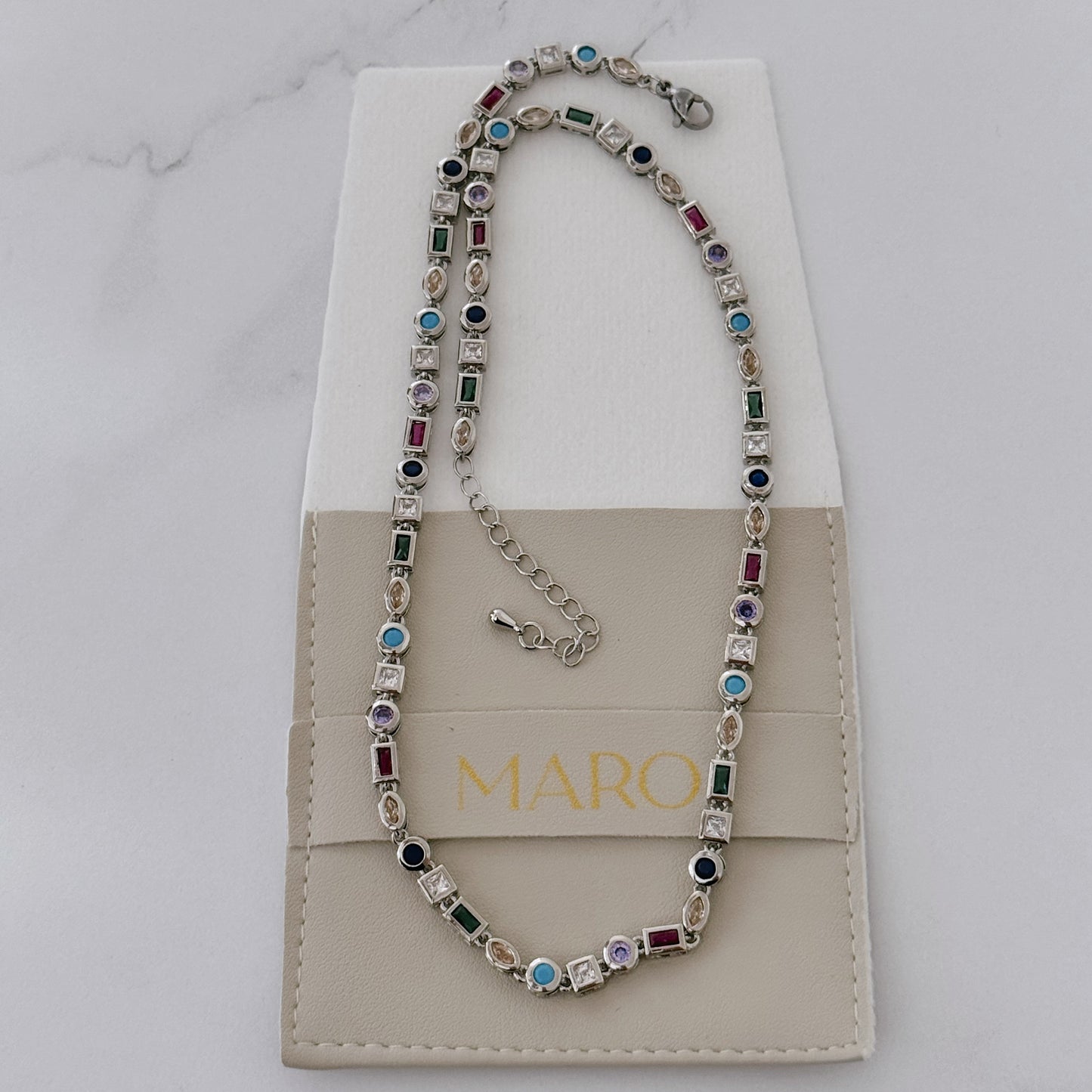 Multi gemstone silver necklace