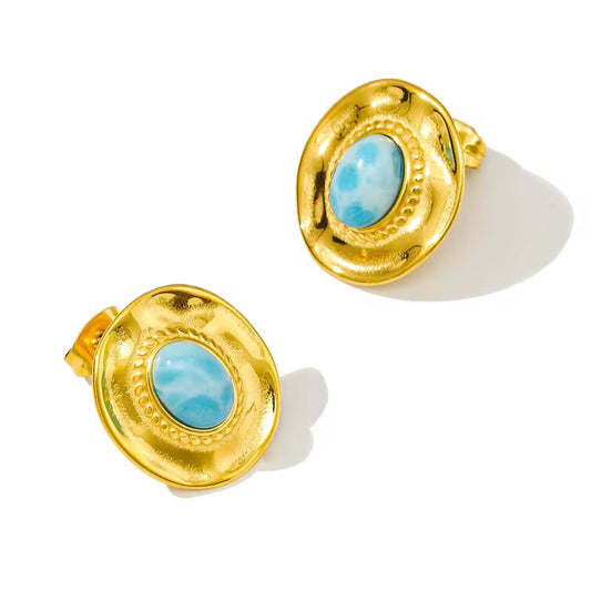 Turquoise oval stud