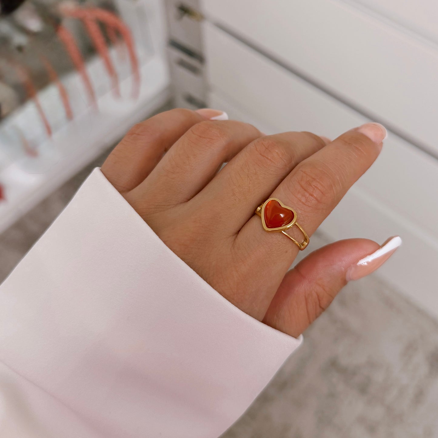 Red agate ring