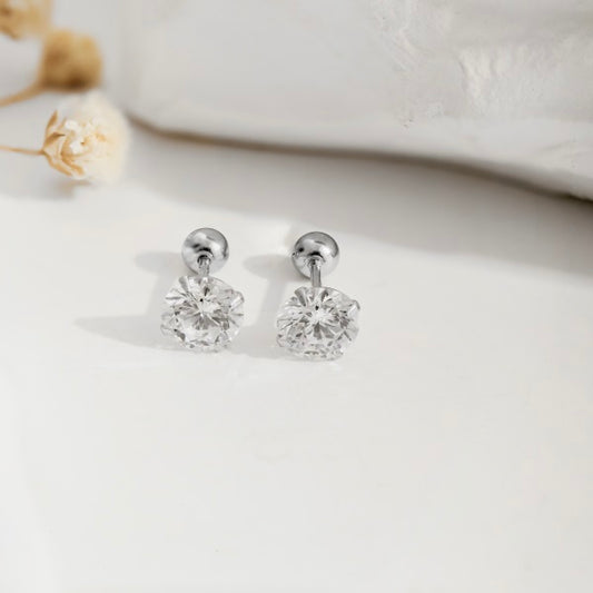 ROUND CUT SILVER EARRING