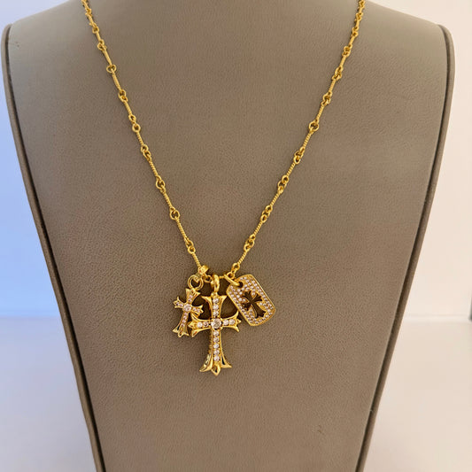 Cross gold necklace