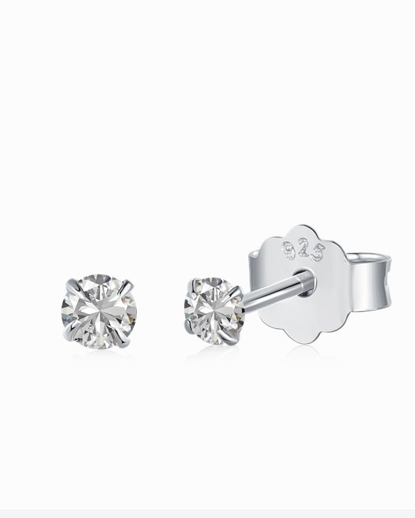 ROUND CUT SILVER EARRING
