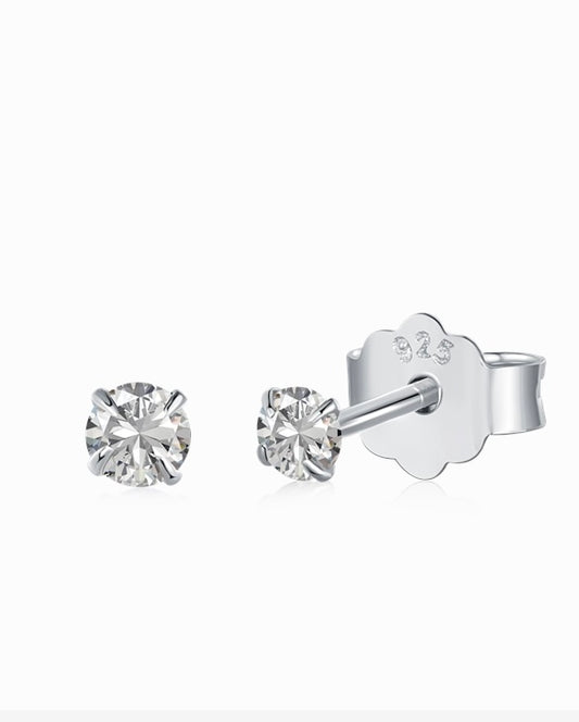 ROUND CUT SILVER EARRING