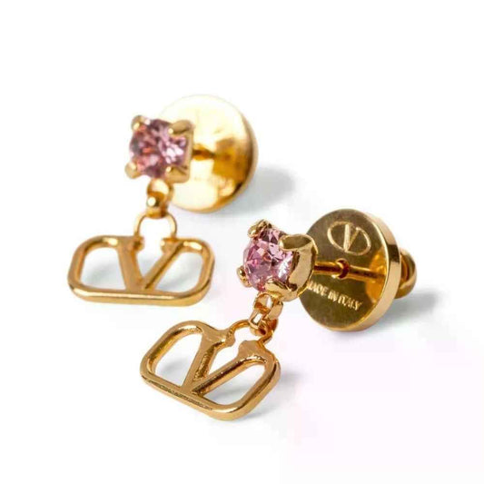 V CZ PINK EARRING