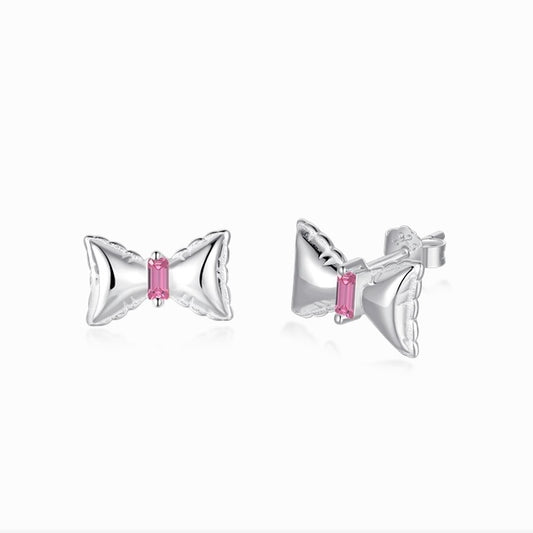 RIBBON PINK CRYSTAL EARRING