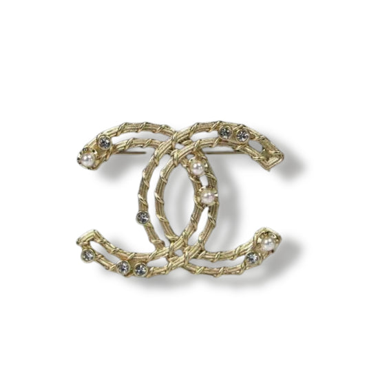 Twisted Cable  Rhinestone Brooch