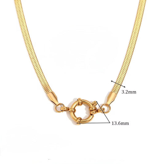 Flat snake  pendant necklace