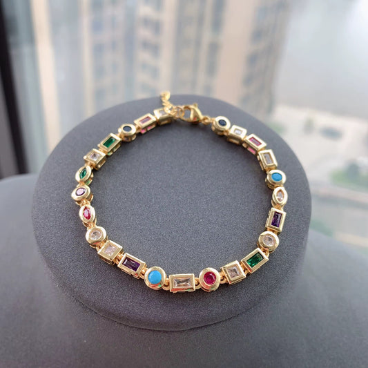 Multi gemstone gold bracelet