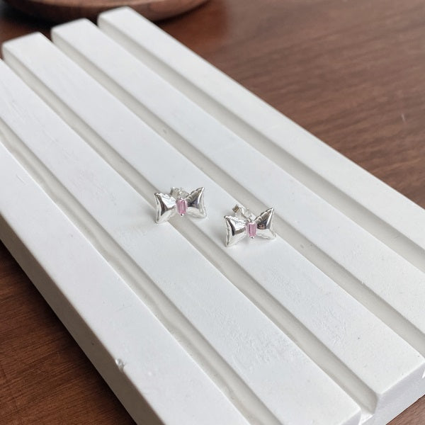 RIBBON PINK CRYSTAL EARRING