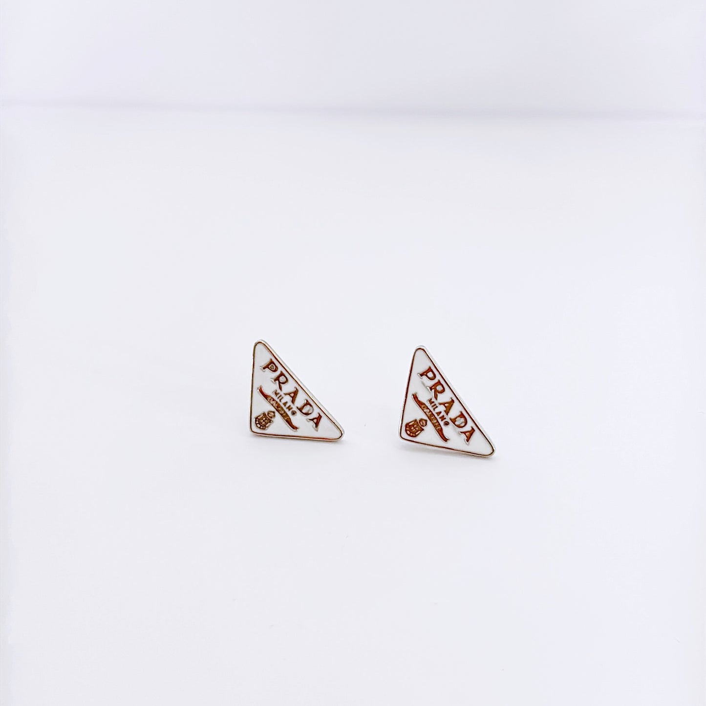 Silver white earring