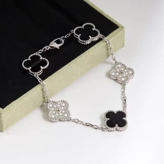 Silver and black bracelet