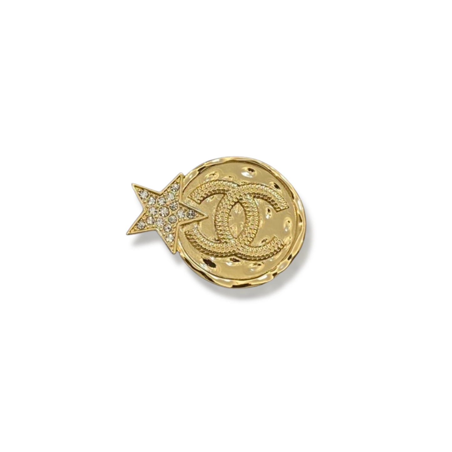 Logo gold brooch