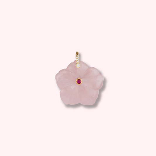 Blush Bloom Necklace — gold chain with soft pink flower pendant, hypoallergenic and waterproof jewelry by MARO.